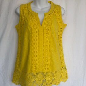 NY COLLECTION SLEEVELESS TOP COTTON CROCHET LACE